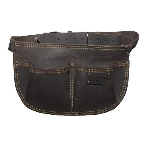 Round leather nail bag with belt - 2 pockets